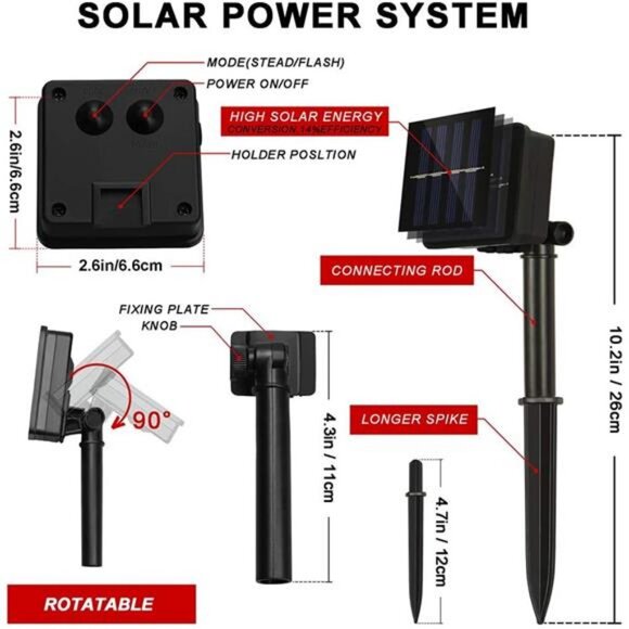 2 Pack 33ft 100 LED Solar Copper String Lights,8 Modes Christmas Fairy Lights - Picture 3 of 7